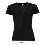 T - shirt de running pour femme sols sporty noir - taille 2xl - colletage au col - manches raglan - dos ...