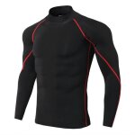 T - shirt de running homme col haut  manches longues schage rapide - rouge
