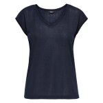 T - shirt - silvery - femme - manches courtes - col v - bleu