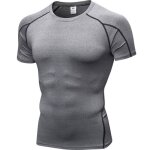 T - shirt de sport compression homme insfity - gris - manches courtes - fitness running - gris