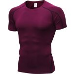 T - shirt de sport compression homme insfity manches courtes pour fitness running - bordeaux