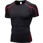 T - shirt de sport compression homme insfity - manches courtes pour fitness running - noir / rouge