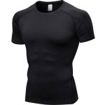 T - shirt de sport compression homme insfity - manches courtes noir - pour fitness running - noir