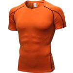 T - shirt de sport compression homme insfity - orange - manches courtes - fitness