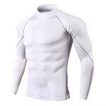 T - shirt de sport  manches longues pour homme - automne et hiver - col montant - blanc
