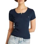 T - shirt tommy hilfiger slim button ribbed femmes