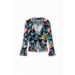 T - shirt volants fleurs femme desigual - noir / bleu - xl