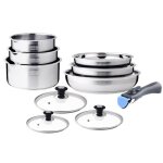 Batterie de cuisine - arthur martin - am8411 - 10 pièces - inox - poignées amovibles Batterie de cuisine - arthur martin - am8411 - 10 pièces - inox - poignées amovibles