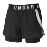 Short 2 en 1 - under armour - play up - femme - noir / blanc - respirant - poches latérales Short 2 en 1 - under armour - play up - femme - noir / blanc - respirant - poches latérales