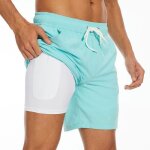 Short de bain homme 2 - in - 1 schage rapide avec poches - vert clair