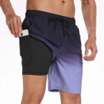 Short de bain homme lastique avec poches - noir violet
