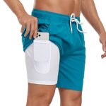 Short de bain homme maillot 2 - in - 1 s�chage rapide short de plage ete taille elastique avec poches ...