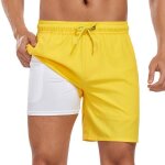 Short de bain homme maillot 2 - in - 1 s�chage rapide short de plage ete taille elastique avec poches ...