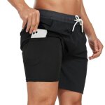 Short de bain homme maillot 2 - in - 1 schage rapide short de plage ete taille elastique avec poches ...