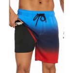 Short de bain homme schage rapide doublure en maille lastique avec poches - bleu rouge