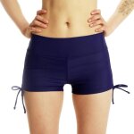 Shorts de bain uni femme bas de maillot de bain classique shorty multiusage avec cordon de serrage - ...