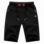 Short bermuda homme multisport - noir - taille lastique - coton 100%