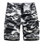 Short cargo camouflage homme multi - poches coupe droite short ete en coton tissu confortable - gris Short cargo camouflage homme multi - poches coupe droite short ete en coton tissu confortable - gris