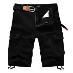 Short cargo homme coton ete multi - poches - noir