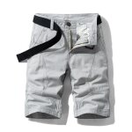 Short cargo homme - coupe droite - 100% coton - gris clair