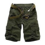 Short cargo homme regular - multi - poches - 100% coton - vert militaire
