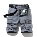 Short cargo multi - poches homme coupe droite short ete camouflage en coton tissu confortable - gris