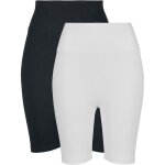 Short cycliste femme - urban classics - taille haute - lot de 2 - noir / blanc - 95% coton