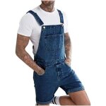 Short dchir en jeans rtro pour homme salopette une pice ov0222sot09gt bleu