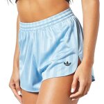 Short femme adidas striped - bleu - coupe courte - taille lastique avec cordon de serrage