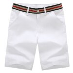 Short homme ete en coton coupe droite casual short stretch elegant couleur unie confortable - blanc Short homme ete en coton coupe droite casual short stretch elegant couleur unie confortable - blanc