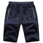 Short homme grande taille de sport - wx213 - bleu - tissu lisse - taille �lastique - poches c�t�s