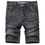 Short homme en jeans gris coupe droite avec poche zippe antivol short denim multi - poches effet dlav ...