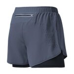 Shorts homme running double couche noir schage rapide fitness sport musculation gaomin? - gris