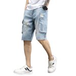 Short en jean coupe droite pour homme multi - poches bermuda ete fashion effet abrasion et délavé - bleu ... Short en jean coupe droite pour homme multi - poches bermuda ete fashion effet abrasion et délavé - bleu ...