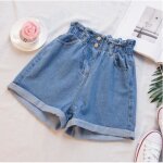 Short en jean dété taille haute femme décontracté lâche dames taille élastique short de poche femme Short en jean dété taille haute femme décontracté lâche dames taille élastique short de poche femme