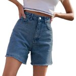 Short en jean femme - vintage - taille haute - bermuda - bleu