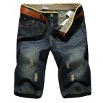 Short en jean hommes effet déchiré bermuda vintage - fbch141 - bleu Short en jean hommes effet déchiré bermuda vintage - fbch141 - bleu