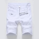 Shorts en jean homme effet pliss� regular fit bermuda homme style d�contract�e - blanc