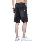 Short en jeans pour homme taille elastique ete casual short denim stretch droite 5 poches effet dlav ...