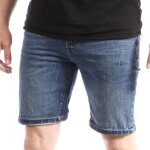 Short en jeans - paname brothers - bradley - effet d�lav� - passants pour ceinture - 5 poches