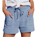 Short lin coton femme t chic large fluide pas cher shorts habill femme grande taille lastique avec ...