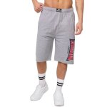 Lonsdale short homme slim gris - 100% coton peign� logo bicolore ceinture �lastique