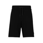 Short en molleton de coton hugo homme - noir - coupe droite - badge logo ton sur ton