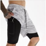 Shorts de running camouflage blanc hommes 2 en 1 double - pont séchage rapide pour gym sport fitness Shorts de running camouflage blanc hommes 2 en 1 double - pont séchage rapide pour gym sport fitness