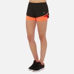 Short de running femme - macron - tricia - noir et orang� - imperm�able et respirant