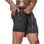 Short de sport homme - compression running shorts avec poche schage rapide respirant - noir