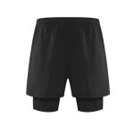 Short de sport - homme - running - doublure compression - taille lastique - noir