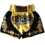 Short de boxe - traditionnel thai - 100% satin polyester - tailles enfants et adultes - rouge et jaune ...