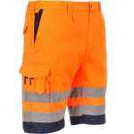 Short de travail - haute visibilit� - orange fluo / marine - en 20471 - 7 poches - upf 50 +