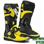 Sidi flame kids bottes moto tout - terrain - enduro pour enfants en microfibre - noir jaune